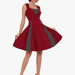 Elegant Red Polka Dot Dress